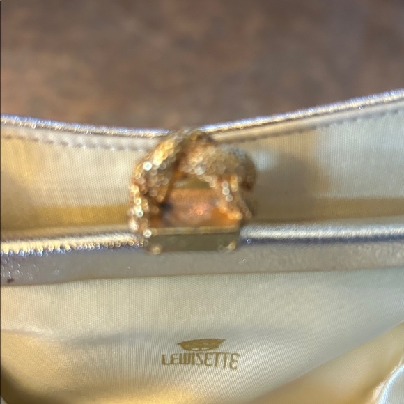 Lewisette Evening Vintage Gold Clutch with gold clasp, 8” x 5 1/2”, EUC - Picture 8 of 9